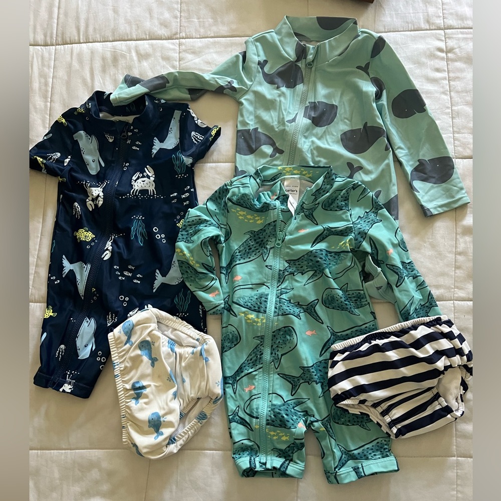 Carter's Navy and Aqua Sea Life Swimwear